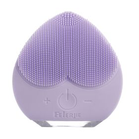 Electric Silicone Cleansing Instrument Facial Brush (Option: Purple-Manual Battery Free)