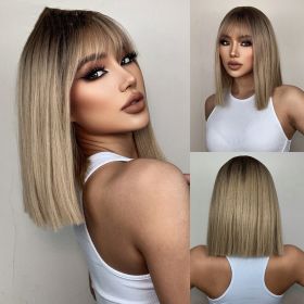 Gradient Blonde Highlights Trendy Bangs Hair (Option: Tesco1524)