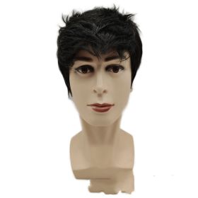 Men's Short Hair Wig Headgear (Color: Black)