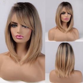 Gradient Blonde Highlights Trendy Bangs Hair (Option: Tesco3411)