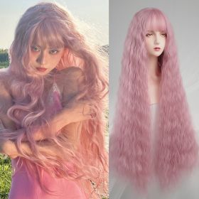 Big Wave Full Head Set Extra Long Wig (Color: Pink)