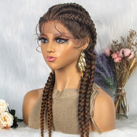 Braided Lace Front Wig With Baby Hair 4 Braids (Option: 1B30)