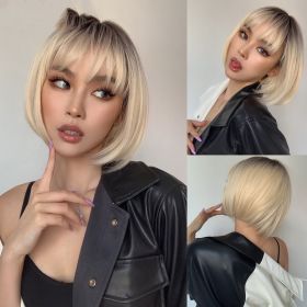 Gradient Blonde Highlights Trendy Bangs Hair (Option: Tesco1712)