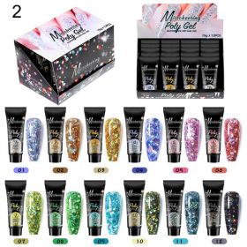 12 Color A Set Quick Extension Gel Sequins Set Nail Phototherapy Crystal Extension Gel Poly Gel Set (Color: 2)