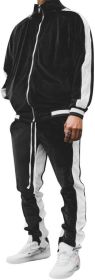 Men's 2 Pieces Full Zip Tracksuits Golden Velvet Thickening Sport Suits Casual Outfits Jacket & Pants Fitness Tracksuit Sets (size: S)