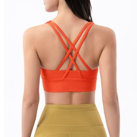 Nylon Top Women Bra Sexy Top Woman Breathable Underwear Women Fitness Yoga Sports Bra For Women Gym 22 Colors (Color: Orange)