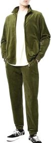 Mens 2 Pieces Velour Tracksuits Full Zip Stripe Casual Jogging Outfits Jacket & Pants Fitness Tracksuit Sets (size: M)