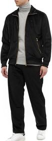 Mens 2 Pieces Velour Tracksuits Full Zip Stripe Casual Jogging Outfits Jacket & Pants Fitness Tracksuit Sets (size: L)