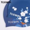 TOSWIM 1pc Women's Plus Size Comfy Waterproof Silicone Swimming Hat With Flower Pattern