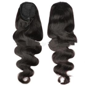 Natural Black Drawstring Ponytail Human Wigs (Option: Black-16inch)